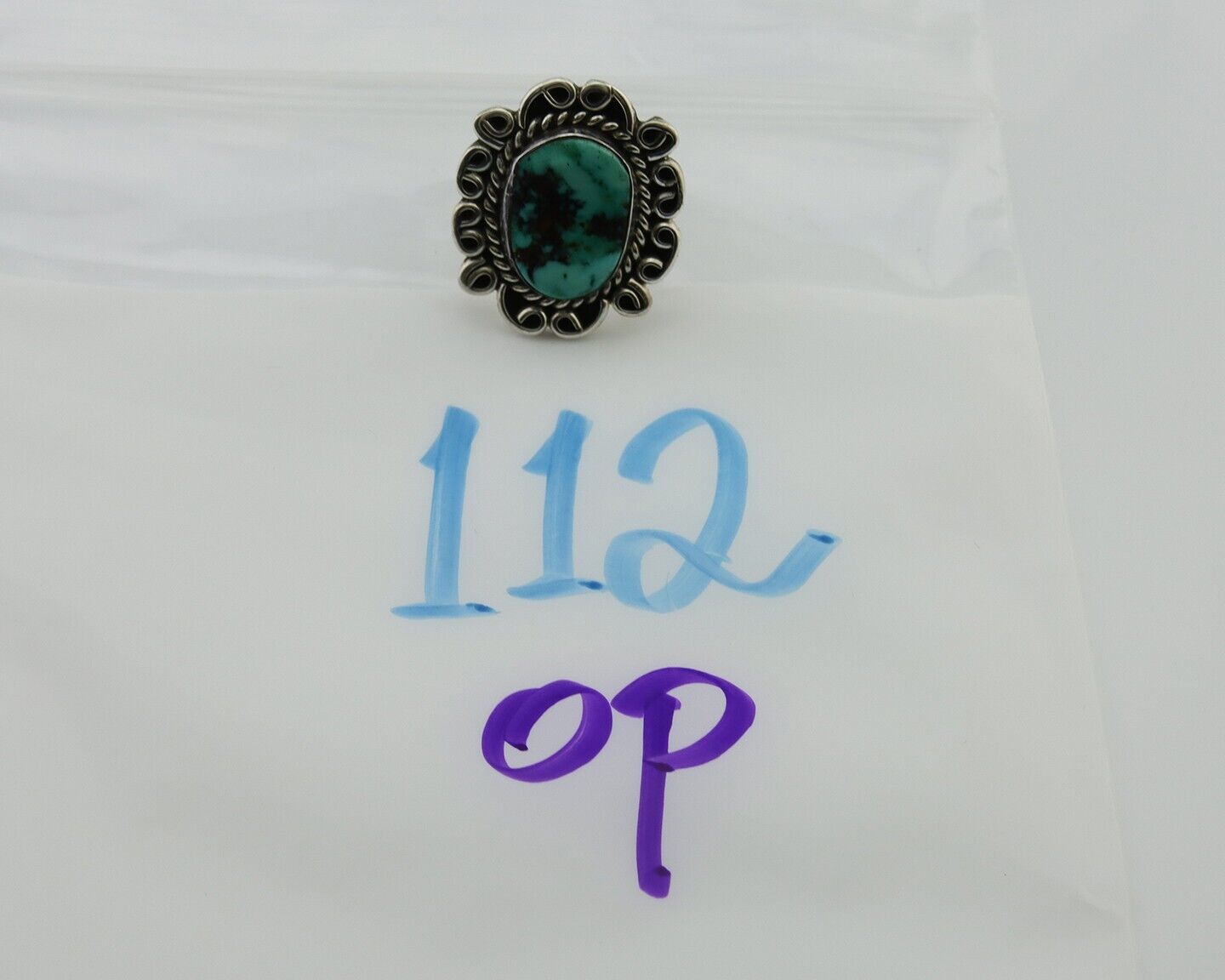 Navajo Ring 925 Silver Royston Turquoise Artist Siged W C.80's