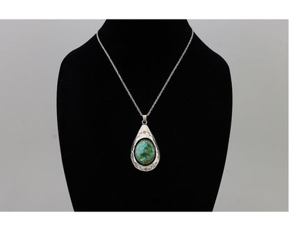 Navajo Royston Turquoise Necklace 925 Silver Artist Signed MC C.80's