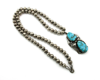 Navajo Necklace Sterling Silver Turquoise Vintage Signed Tom Willeto