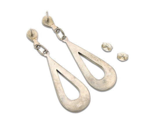 Navajo Earrings 925 Silver Natural Gemstone Native American Artist C.80's