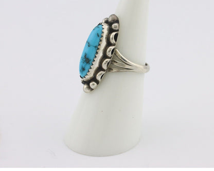 Navajo Ring .925 Silver Sleeping Beauty Turquoise Signed SkyStone Creations C80s