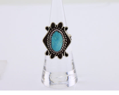 Navajo Handmade Ring 925 Silver Natural Mined Turquoise Artist C.80's