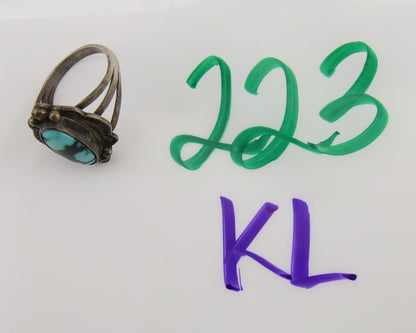 Navajo Handmade Ring 925 Silver Natural Turquoise Native Artist C.80's