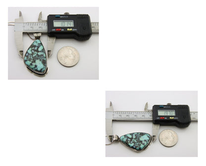 Navajo Heart Necklace 925 Silver Natural Turquoise Artist Signed C.80's