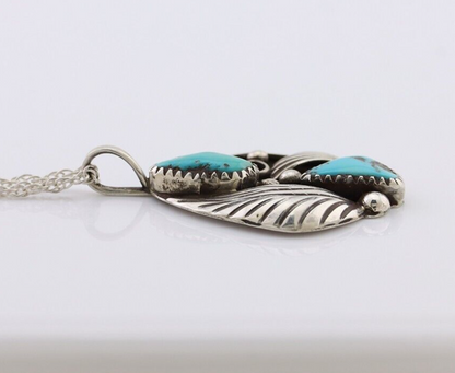 Navajo Turquoise Handmade Necklace 925 Silver Artist Signed PM C.80s