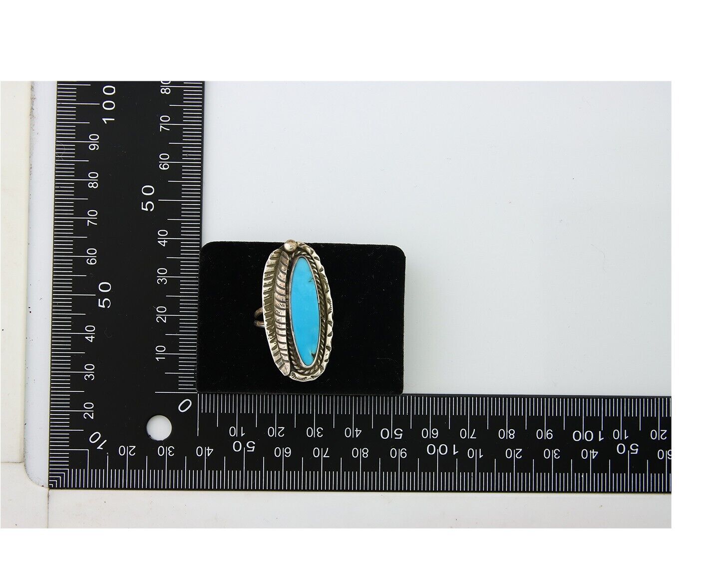 Navajo Ring .925 Sterling Blue Turquoise Artist Signed M C.80's