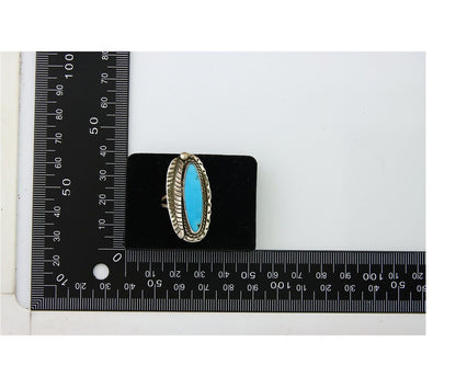 Navajo Ring .925 Sterling Blue Turquoise Artist Signed M C.80's