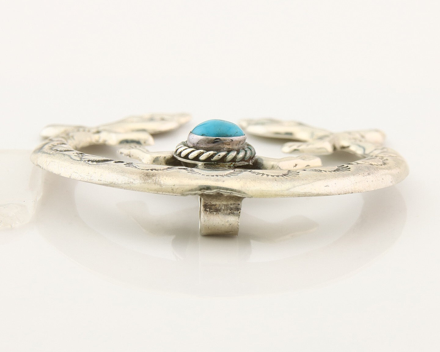 Navajo 925 Silver Naja Sand Cast Turquoise Handmade Native American Artist C.80s