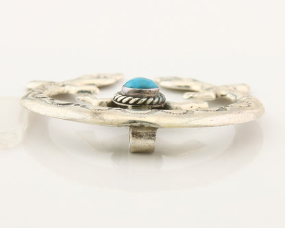 Navajo 925 Silver Naja Sand Cast Turquoise Handmade Native American Artist C.80s