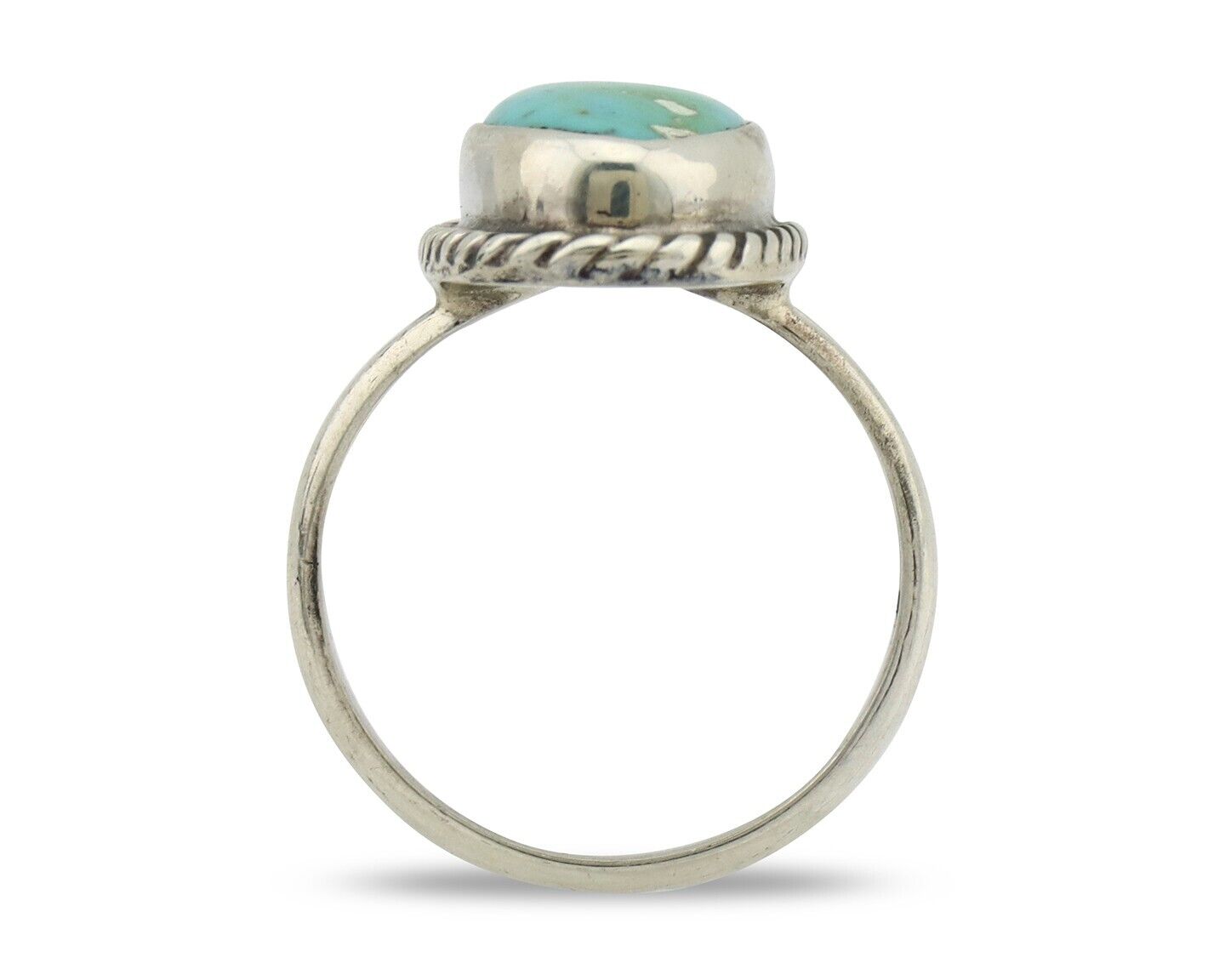 Navajo Ring 925 Silver Kingman Turquoise Native American Artist C.80's