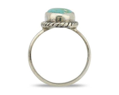 Navajo Ring 925 Silver Kingman Turquoise Native American Artist C.80's