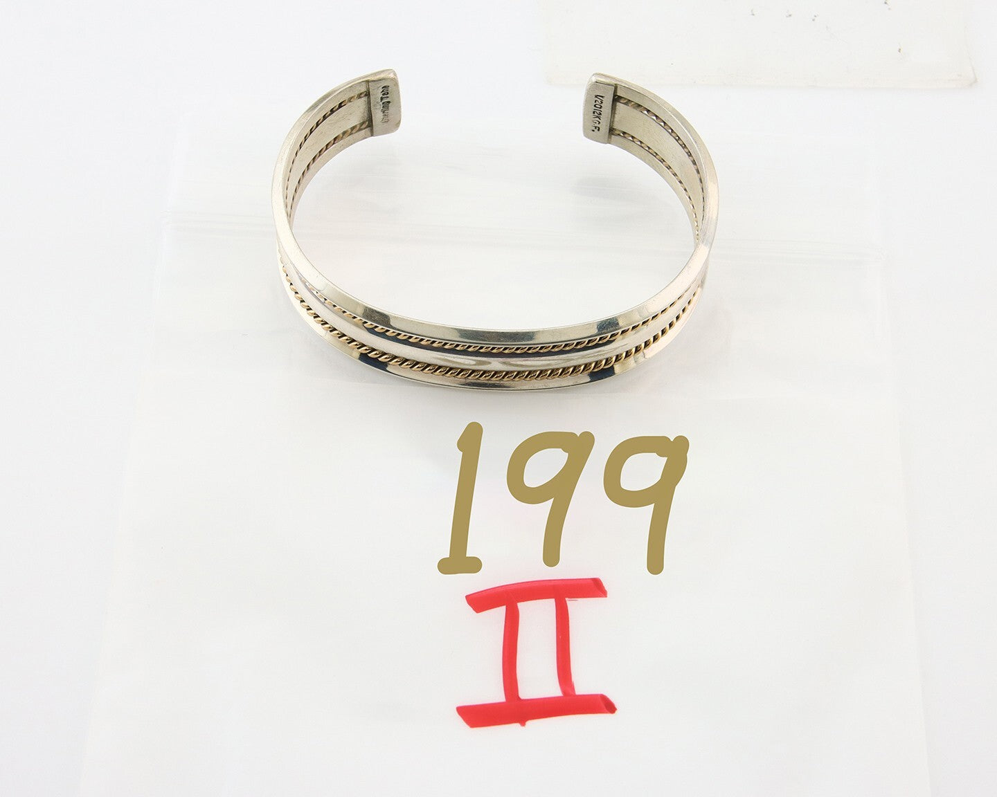 Navajo Bracelet 925 Silver & 12k Yellow Gold Filled Signed TAHE C.80's