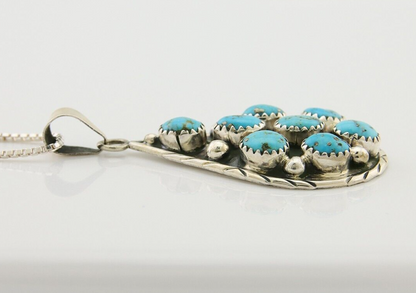 Navajo Necklace 925 Silver Natural Blue Turquoise Artist Signed B Yazzie C.80's