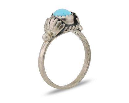 Navajo Ring 925 Silver Kingman Turquoise Native American Artist Made In 1985