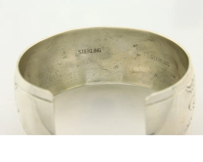 Navajo Cuff Bracelet 925 Sterling Silver Vintage Hand Stamped Signed EP