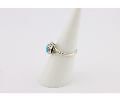 Navajo Ring .925 Silver Sleeping Beauty Turquoise Native American Artist C.80's