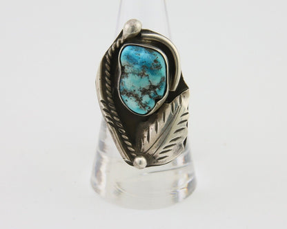 Navajo Ring 925 Silver Natural Blue Turquoise Signed David Garcia C.80's