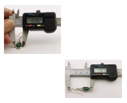 Navajo Dangle Earrings 925 Silver Natural Malachite Native American Artist C.80s