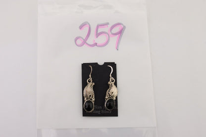 Navajo Dangle Earrings 925 Silver Black Onyx Native American Artist C.80's