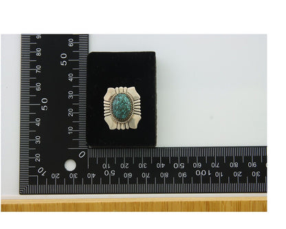 Navajo Earrings 925 Silver Natural Turquoise Artist Signed Running Bear C80s