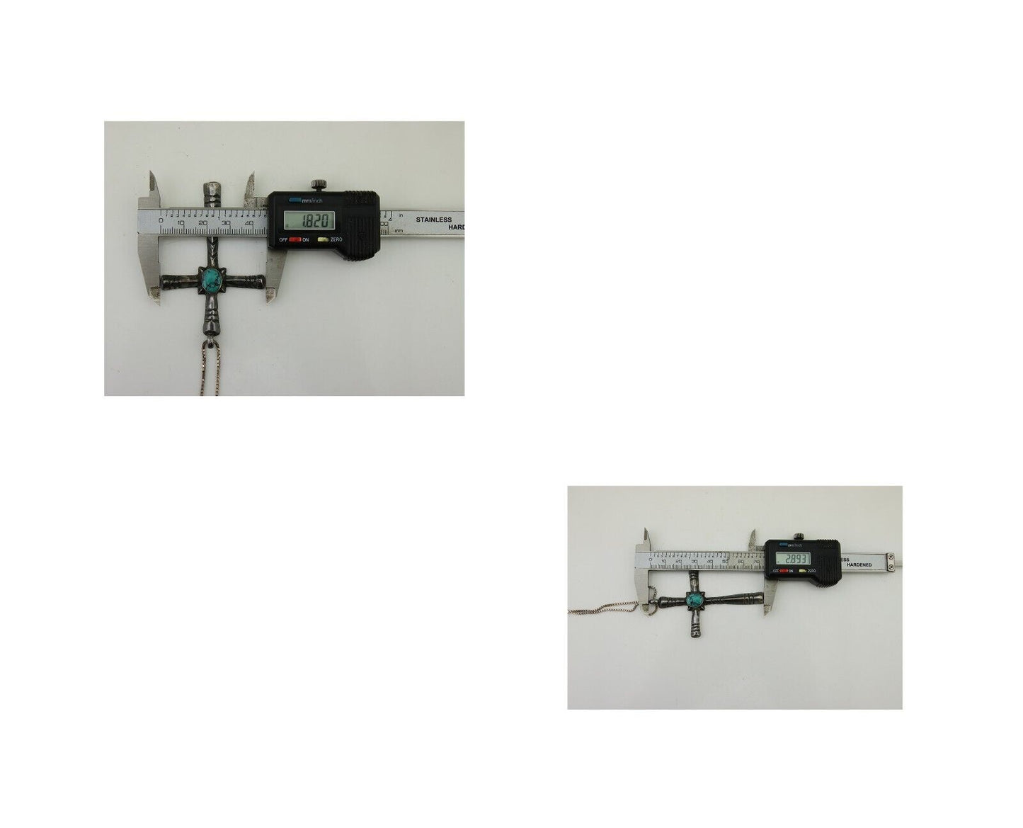 Navajo Sand Cast Cross Pendant 925 Silver Turquoise Native Artist C.80s