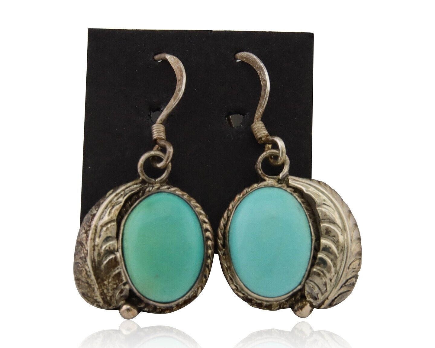 Navajo Dangle Earrings 925 Silver Blue Turquoise Native American Artist C.80's