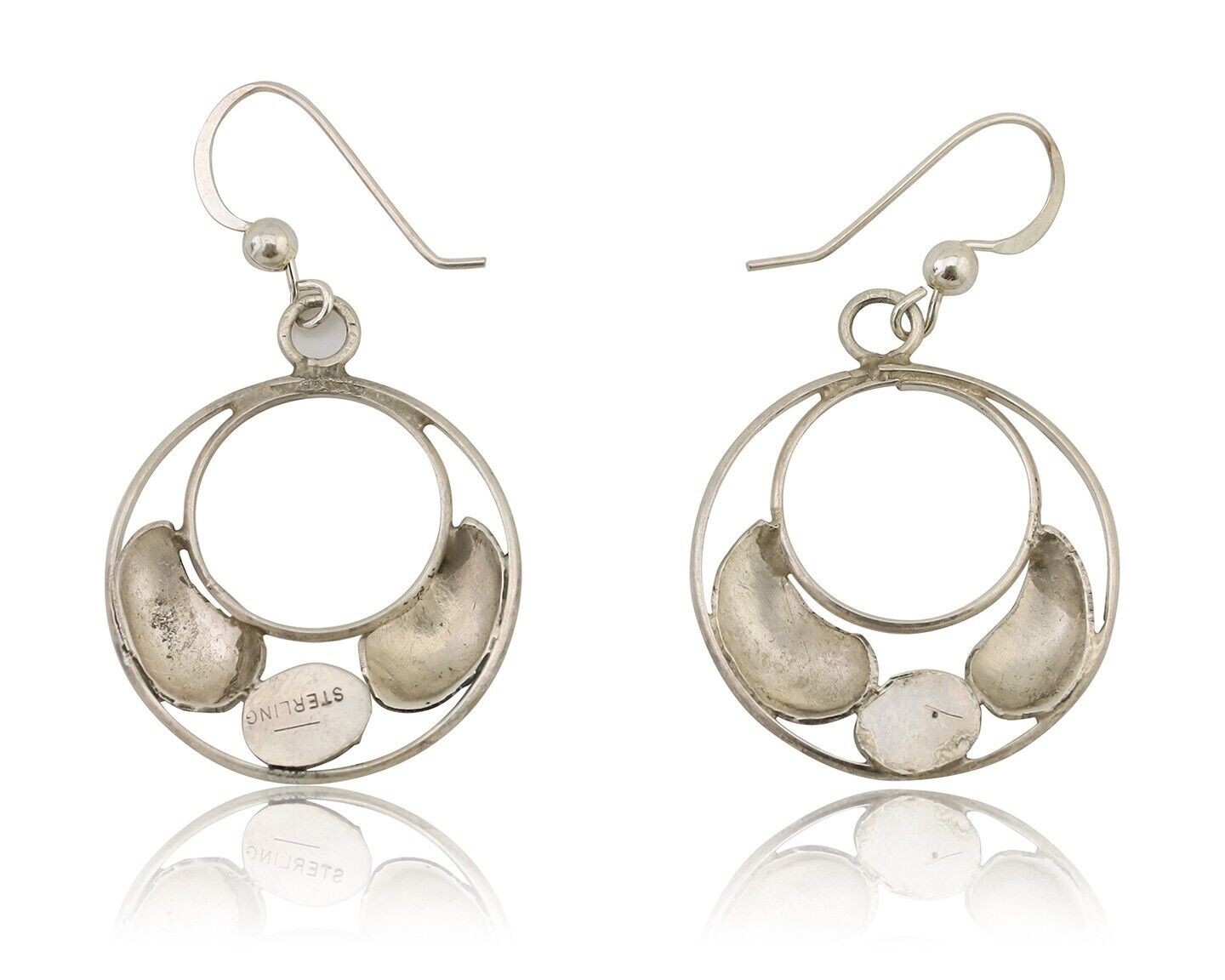 Navajo Handmade Dangle Earrings 925 Silver Blue Turquoise Native Artist C.80's