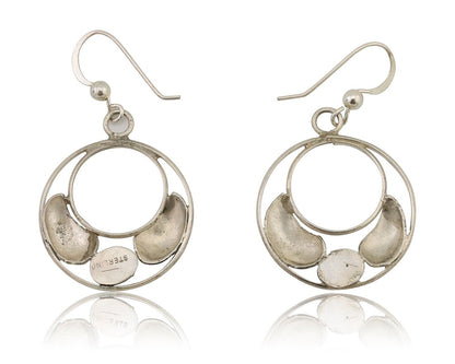 Navajo Handmade Dangle Earrings 925 Silver Blue Turquoise Native Artist C.80's