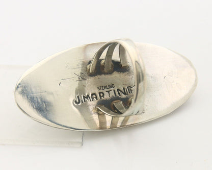 Navajo Ring 925 Sterling Turquoise Hand Stamped Signed J Martinez C.80's Sz 7.5