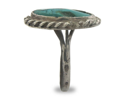 Navajo Ring 925 Sterling Natural Turquoise Native Artist C.80's Size 6.75