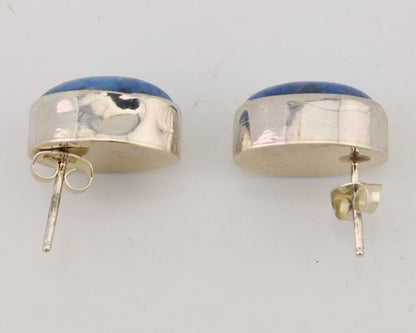 Navajo Dangle Earrings 925 Silver Denim Lapis Native American C.80's