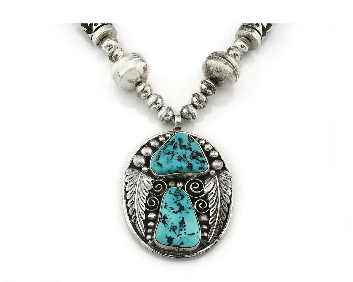 Navajo Necklace Natural Gemstones Vintage Signed William Singer C.80's Handmade
