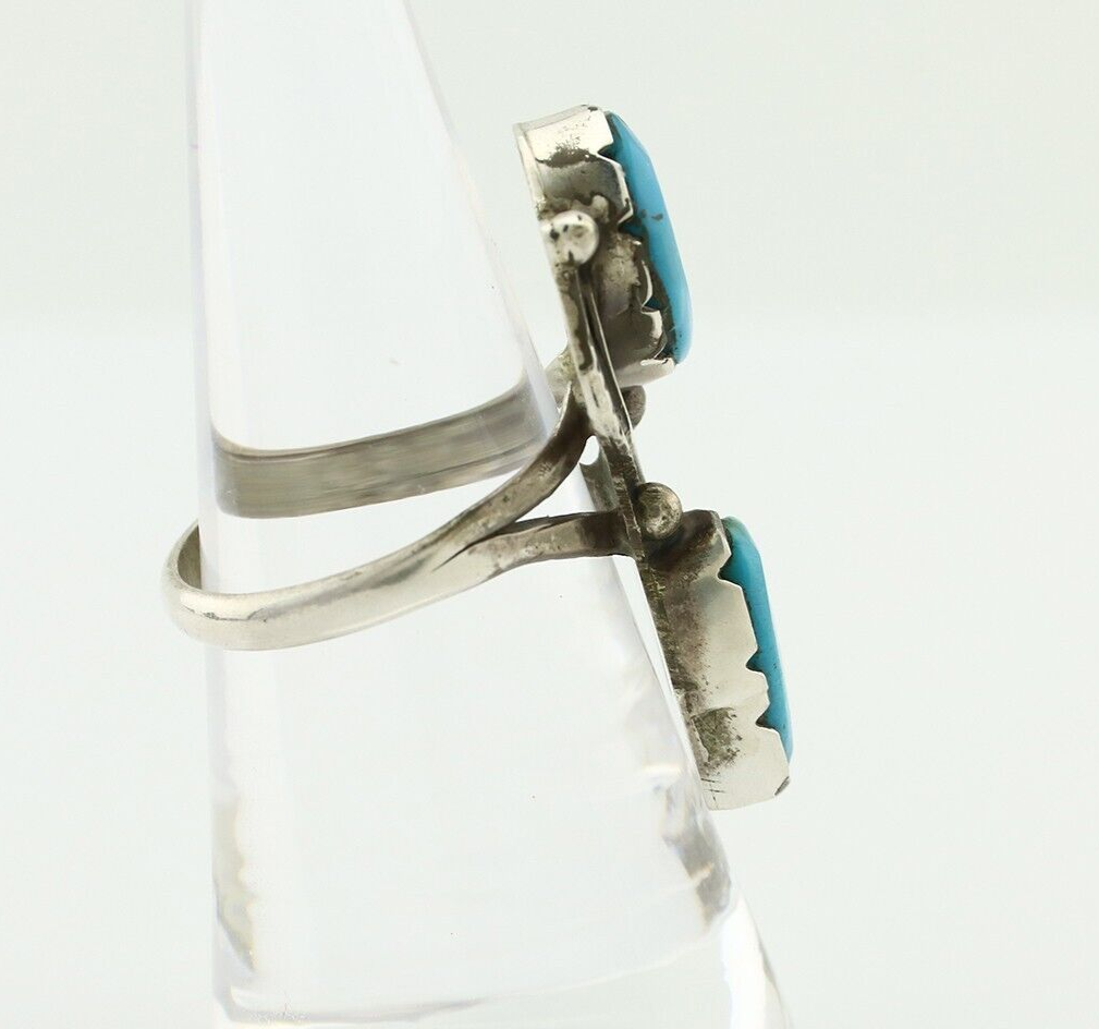 Navajo Ring 925 Silver Blue Turquoise Artist Signed K C.80's