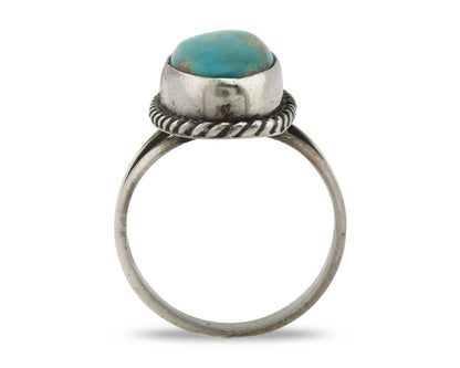 Navajo Ring .925 Silver Natural Kingman Turquoise Native American Signed C.80's