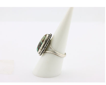 Navajo Ring .925 Silver Natural Kingman Turquoise Native American Artist C.80's