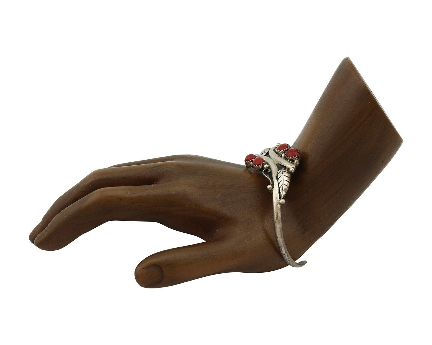 Navajo Bracelet 925 Silver Natural Red Coral Artist Signed MA WYLIE C.80's