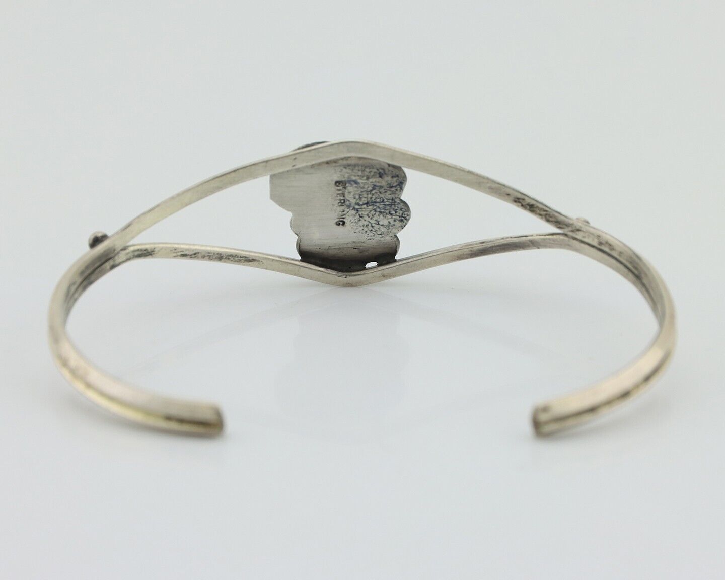 Navajo Bracelet 925 Silver Sleeping Beauty Turquoise Native American Artist C80s