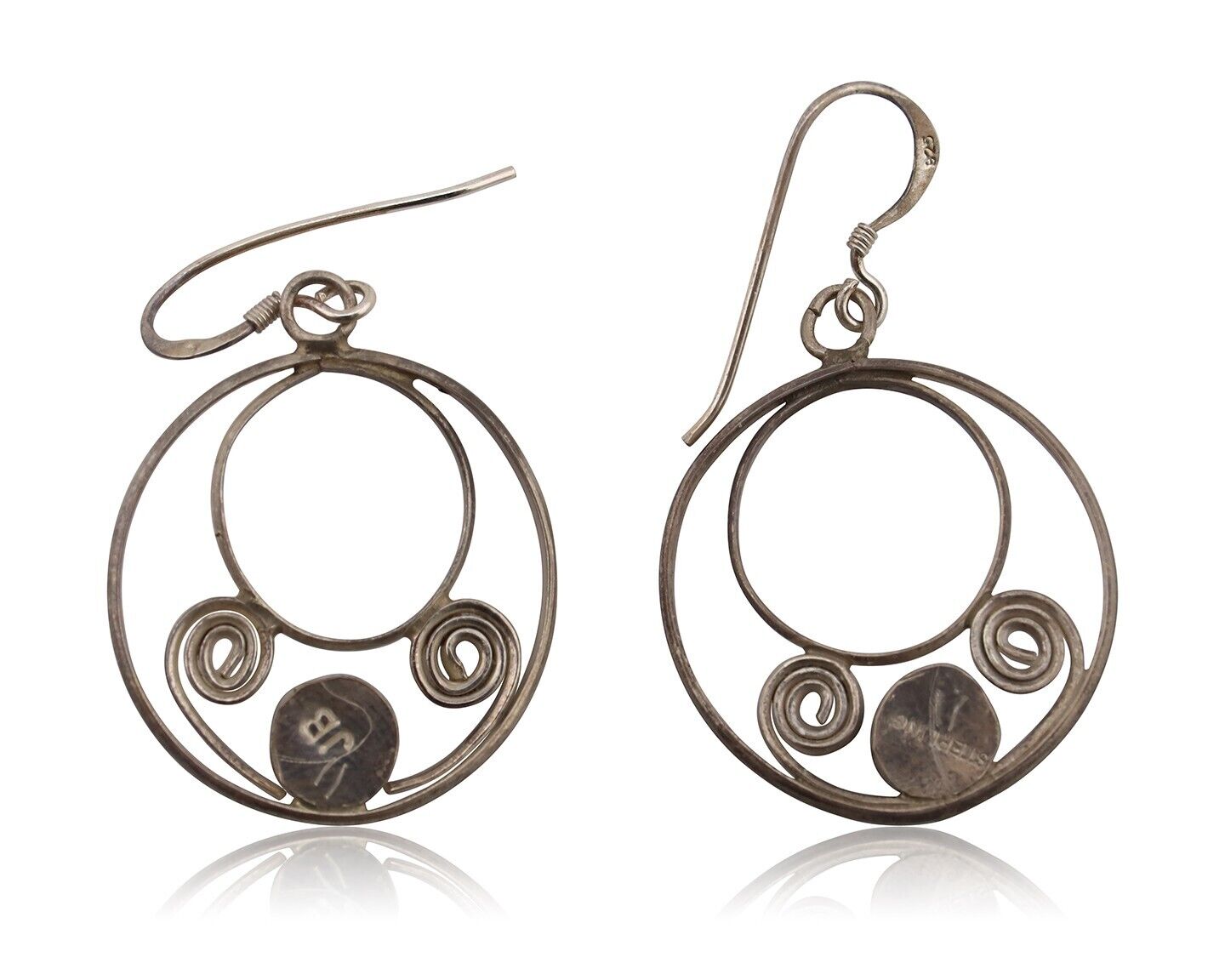 Navajo Dangle Handmade Earrings 925 Silver Blue Turquoise Native Artist C.80's