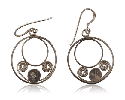 Navajo Dangle Handmade Earrings 925 Silver Blue Turquoise Native Artist C.80's