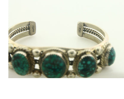 Navajo Bracelet 925 Silver Turquoise Cuff Artist Signed L Begay C.80's