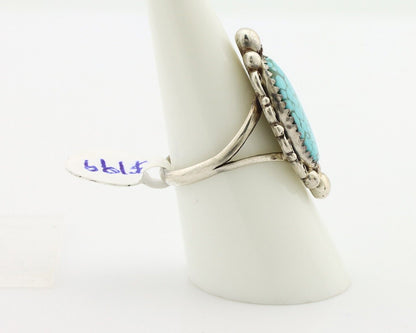 Navajo Ring 925 Silver Spiderweb Turquoise Native American Artist C.80's
