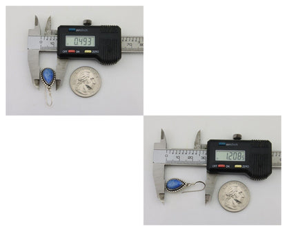 Navajo Earrings 925 Silver Blue Denim Lapis Artist Signed First Eagle C.80's