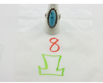 Navajo Ring .925 Silver Sleeping Beauty Turquoise Native American Artist C.80's
