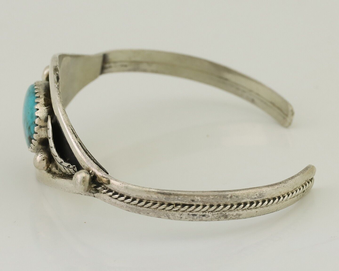 Navajo Bracelet 925 Silver Kingman Turquoise Native American Artist C.80's