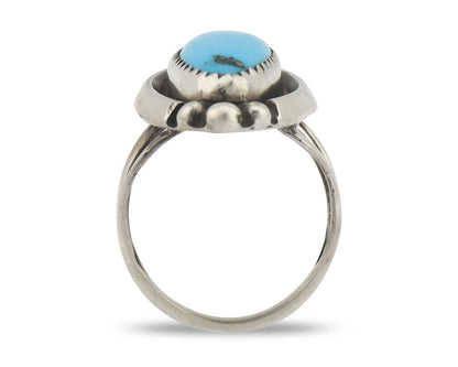 Navajo Ring 925 Silver Sleeping Beauty Turquoise Native American C.80's