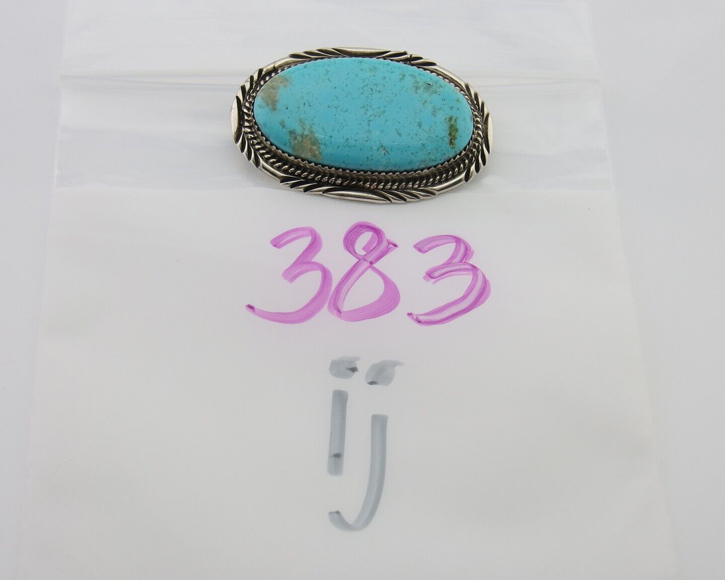 Navajo Pin Pendant 925 Silver Natural Blue Turquoise Artist signed DS C.80's