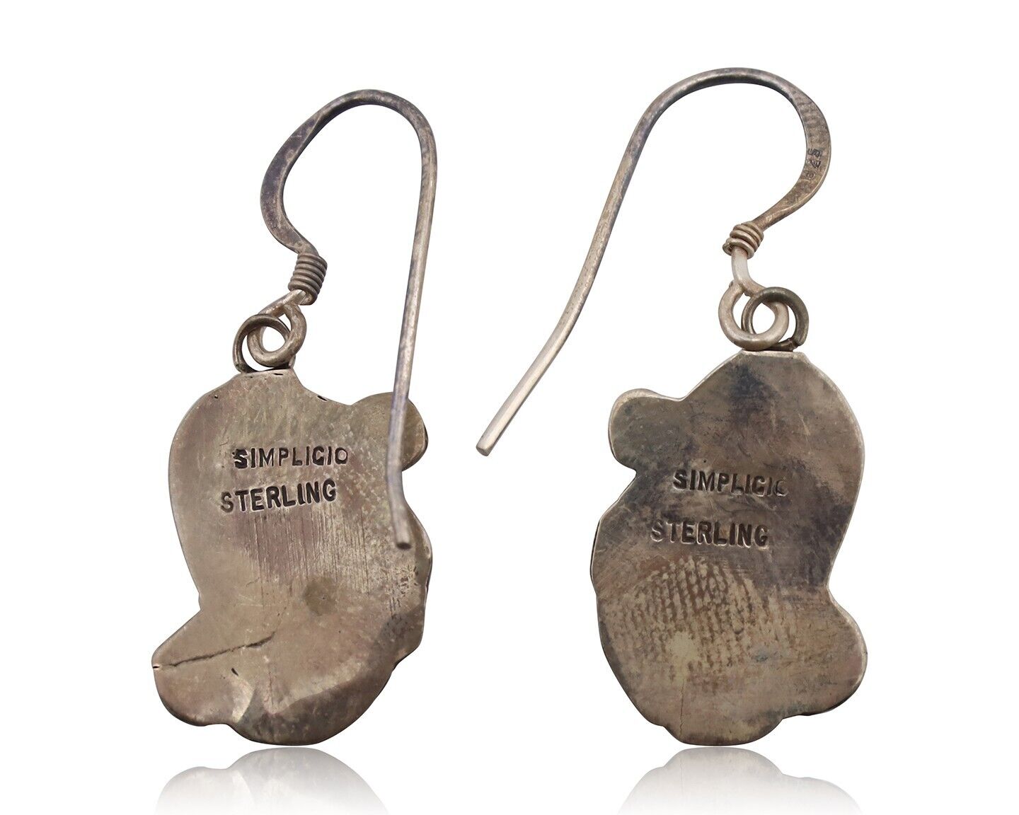 Zuni Dangle Handmade Earrings 925 Silver Blue Turquoise Native Artist C.80's