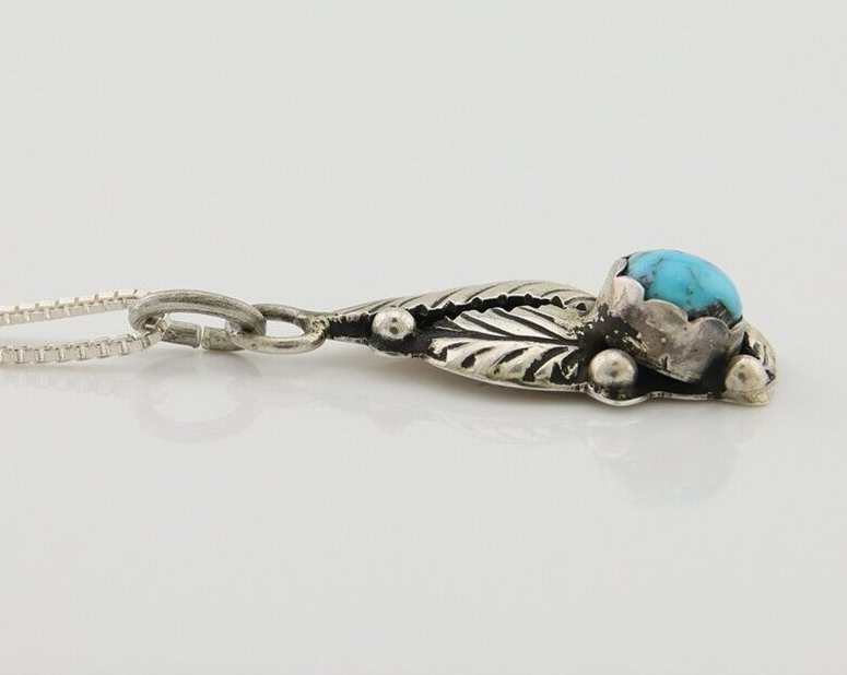 Navajo Necklace 925 Silver Natural Blue Turquoise Artist Signed Yazzie C.80's