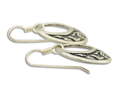 Navajo Earrings 925 Silver Dangle Pictograph Native American Artist C.80's