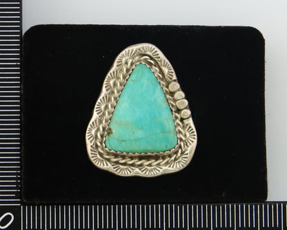 Navajo Ring 925 Sterling Natural Blue Turquoise Native Artist C.80's Size 9.0